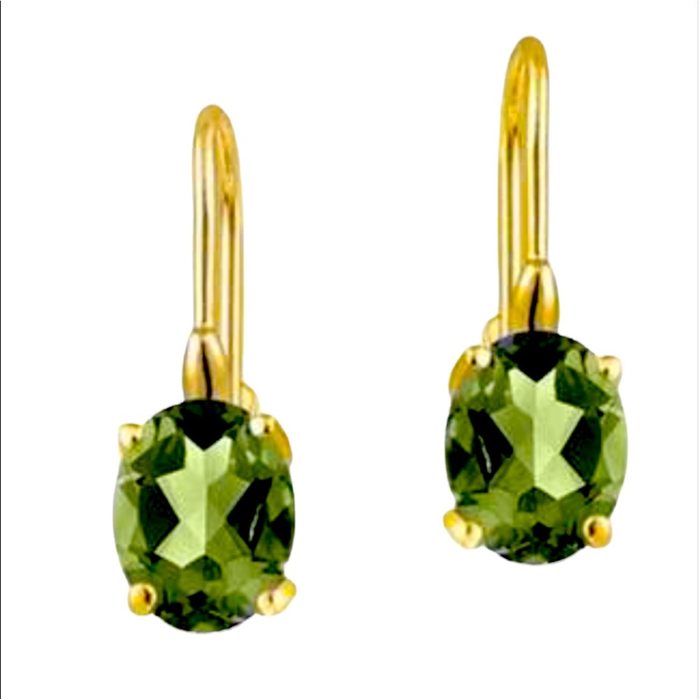 2ctw Oval Peridot 18kt gold plated. Genuine Gemstones.